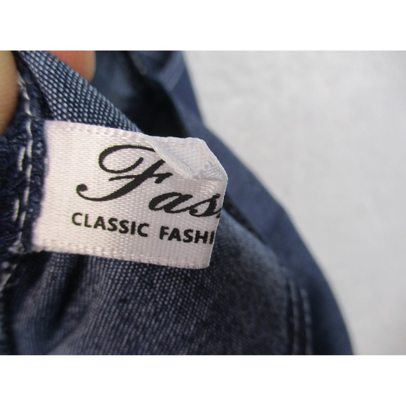 Women's Denim Belted Midi Dress Sleeveless V-Neck Dark Wash Casual A-Line Size - Picture 5 of 7